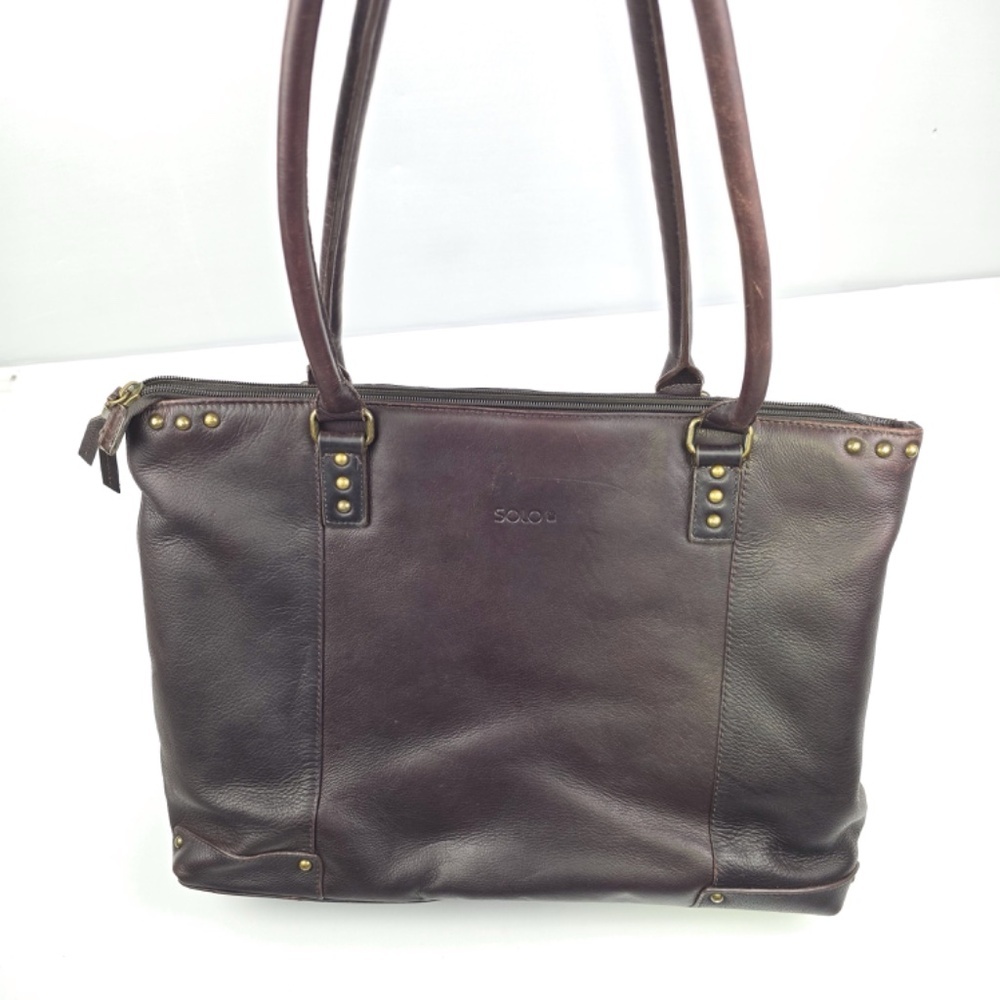 Solo Dark Brown Leather Tote Bag - Picture 2 of 12
